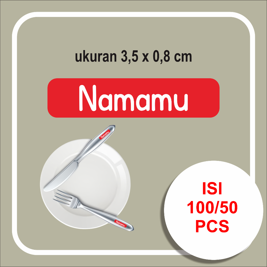 

100pcs Sticker Custom Nama Piring Sendok Botol Barang Perabotan Stiker Ajaib Waterproof Timbul Label