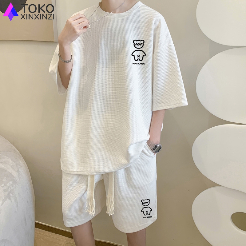 Set Pakaian Pria outfit pria 1 set lengkap keren celana pendek casual baju satu set