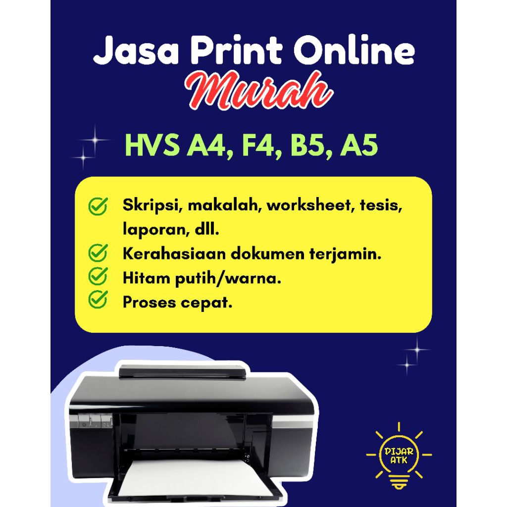 

Jasa Print HVS A5, A5, B5, F4 (80 gsm)
