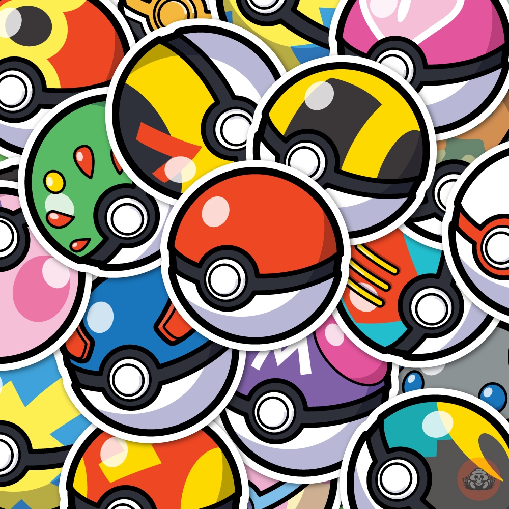 

Pokeball Sticker Pack | Stiker Pokemon Berbahan Vinyl - 25 pcs