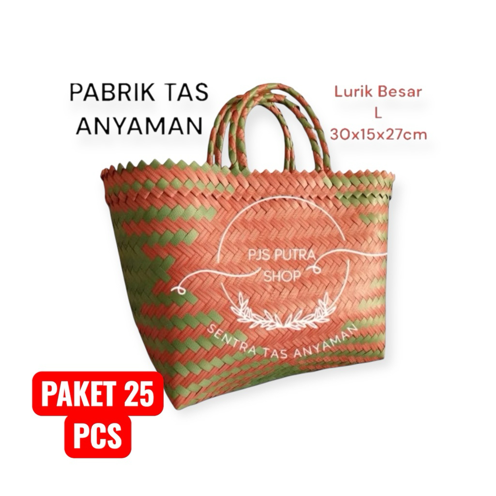 [PAKET 25 PCS]tas anyaman L lurik / tas hajatan / tas anyaman lurik / tas anyaman muat box makan / t