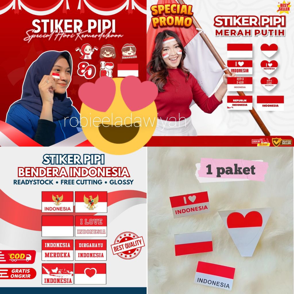 

stiker pipi bendera merah putih 17 agustus dirgahayu/sticker pipi