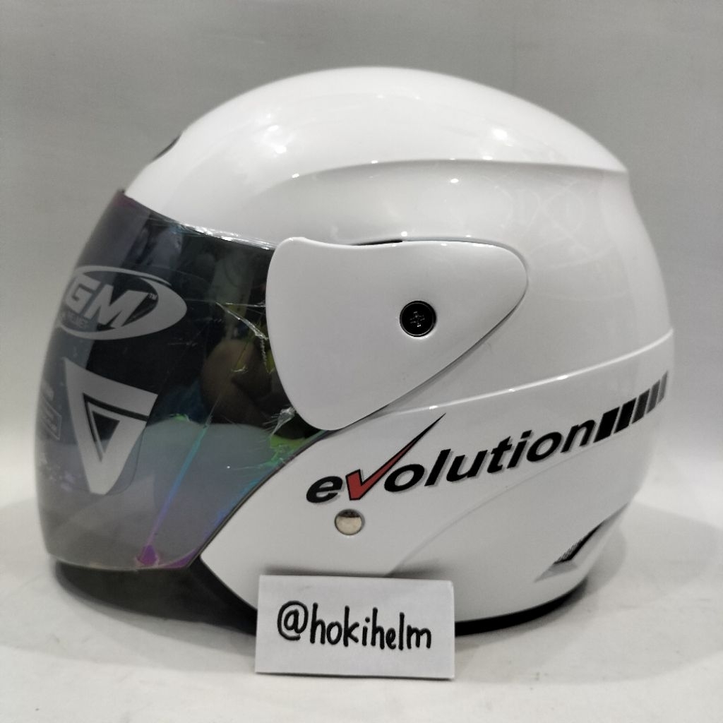 HELM GM EVOLUTION SOLID WHITE KACA PELANGI ORIGINAL HELM HALF FACE