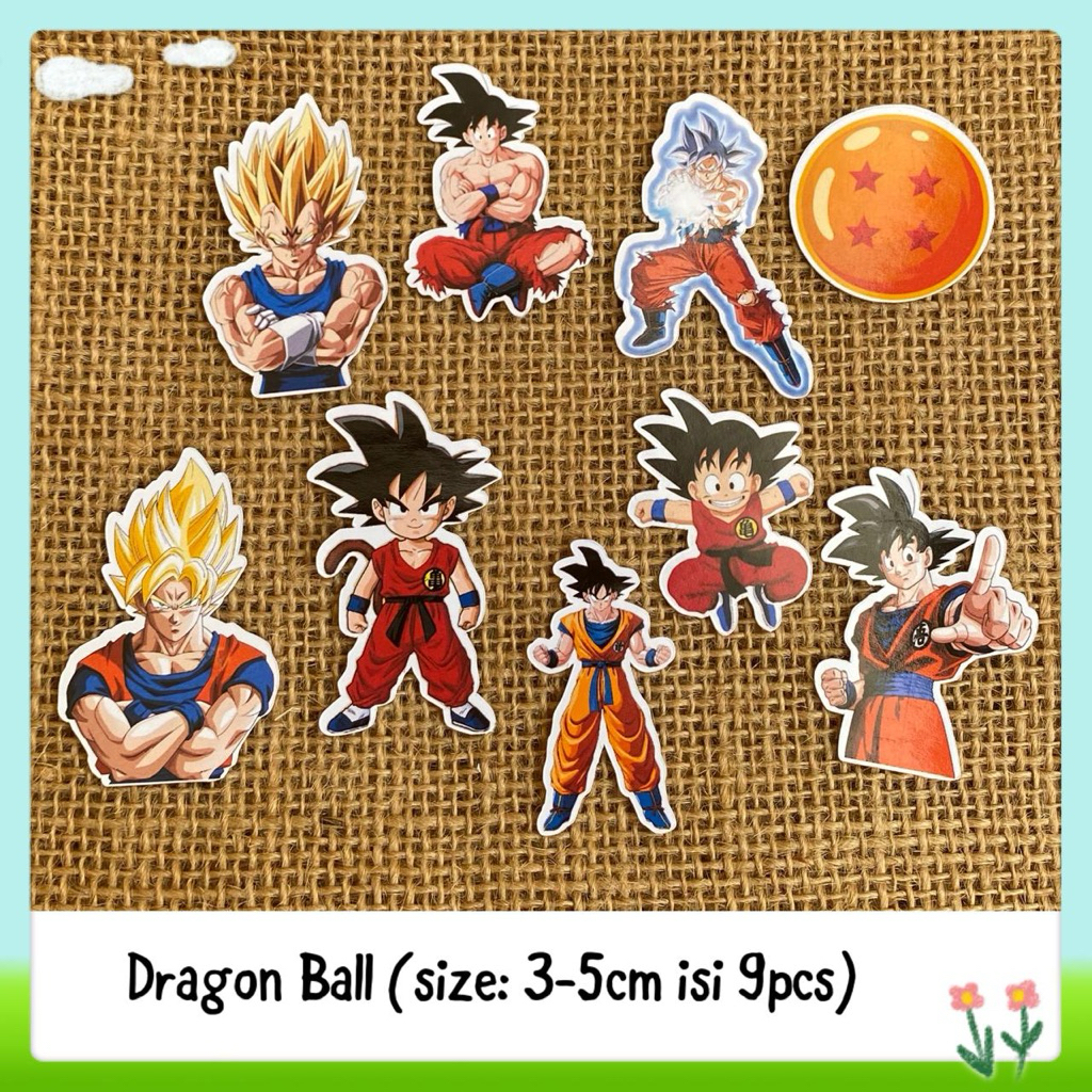 

9pcs sticker tempelan kartun dragon ball