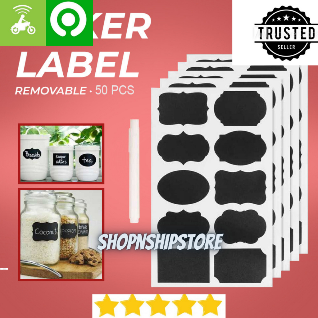 

50 PCS Stiker Label Blackboard Papan Tulis Removable FREE SPIDOL PUTIH