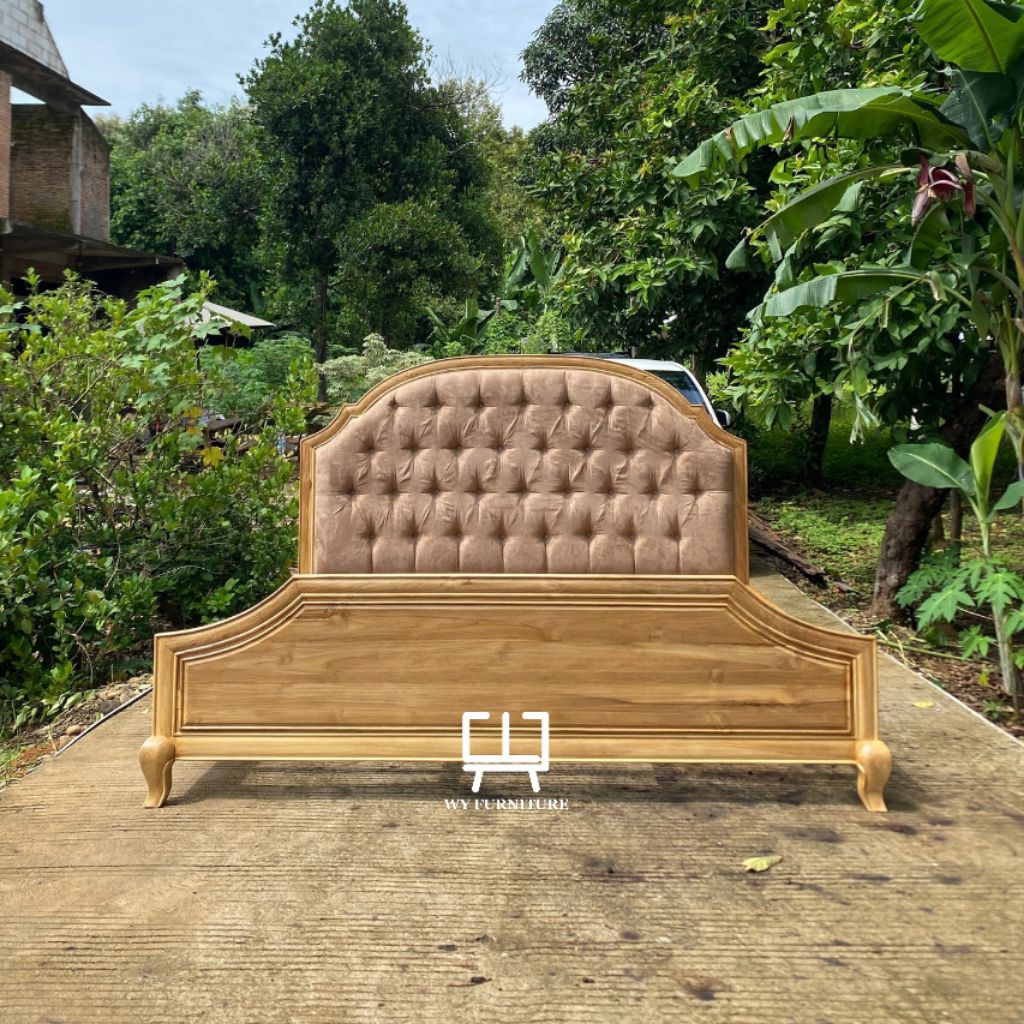 Dipan minimalis kayu jati, dipan kayu jati sandaran busa, dipan murah kayu jati