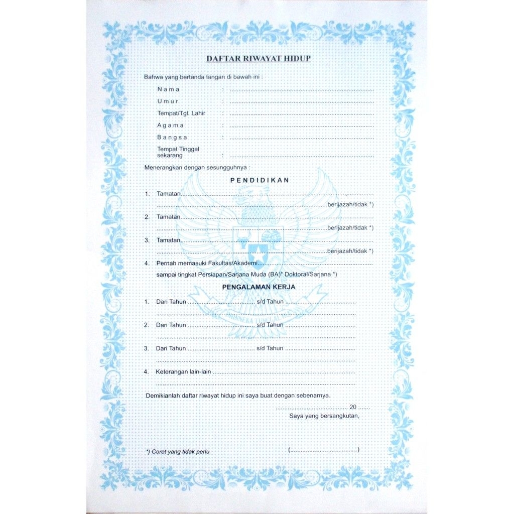 

Kertas Daftar Riwayat Hidup / Lamaran Kerja