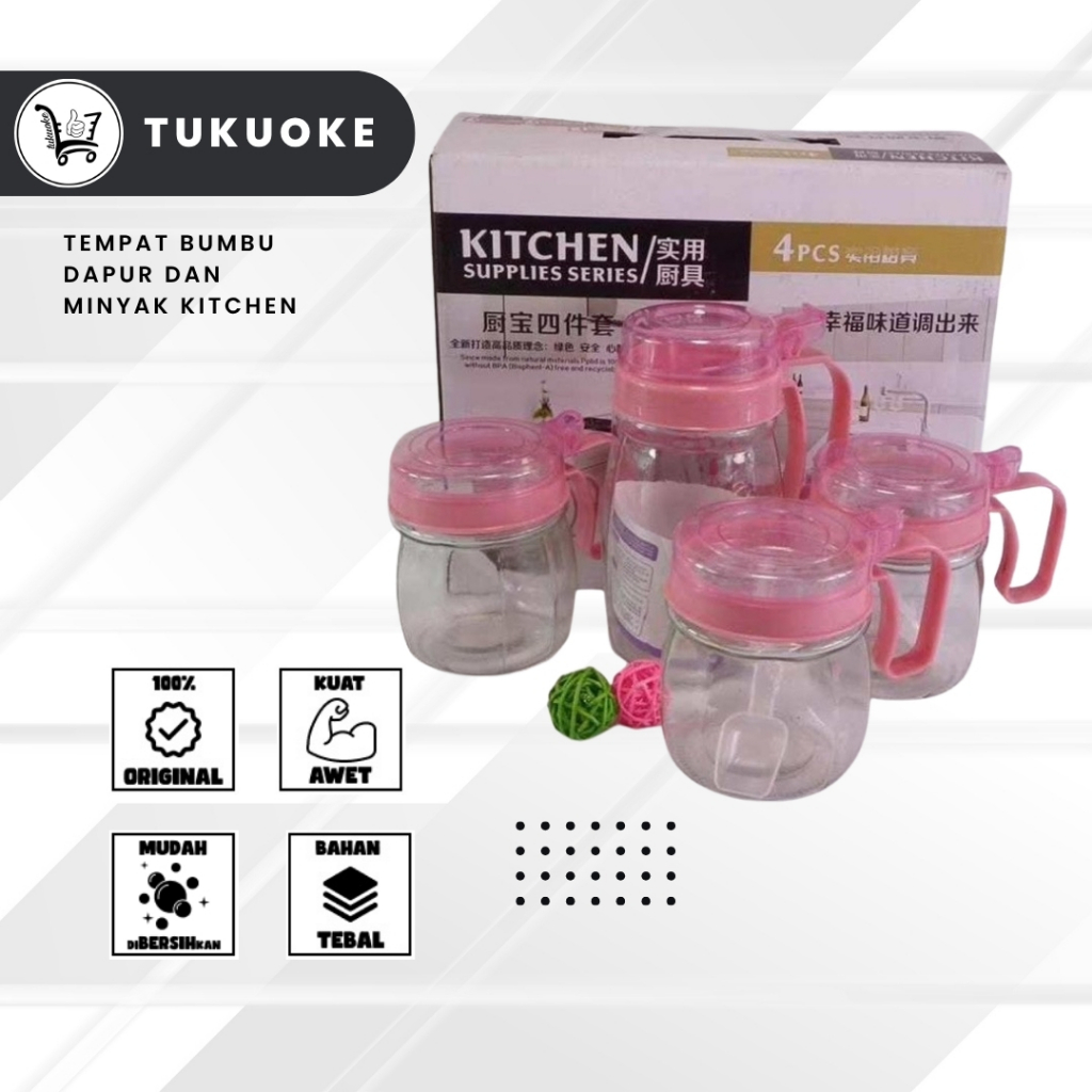 [SET BUMBU DAPUR] TEMPAT BUMBU DAPUR DAN MINYAK KITCHEN JAR SET 3 PCS 4 PCS