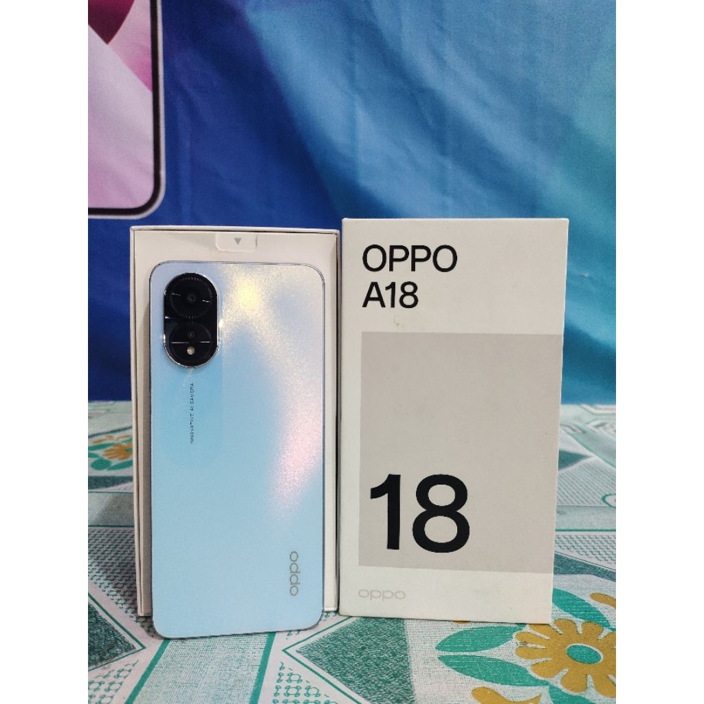 HP HANDPHONE OPPO A18 RAM 4/128GB MULUS SECOND BEKAS