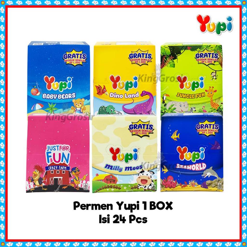 

Permen Yupi 1 BOX Isi 24 Pcs Aneka Rasa dan Bentuk / Yupi Gummy Candy