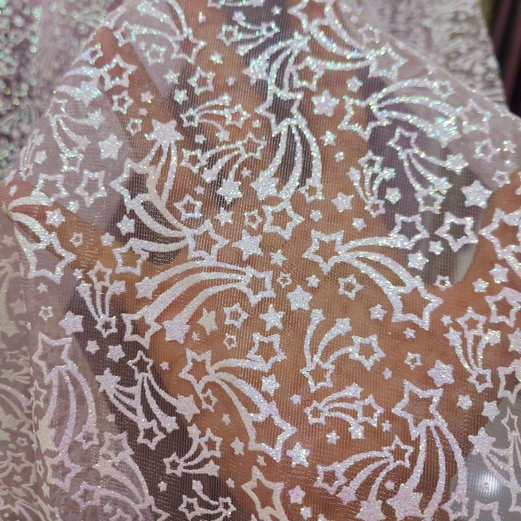 kain organza kaca - kain organza gliter  - kain organza metalik premium  - kain organza motif antik