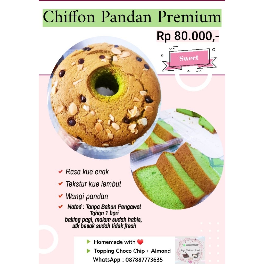 

[ PREMIUM ] Chiffon Pandan Cake Homemade