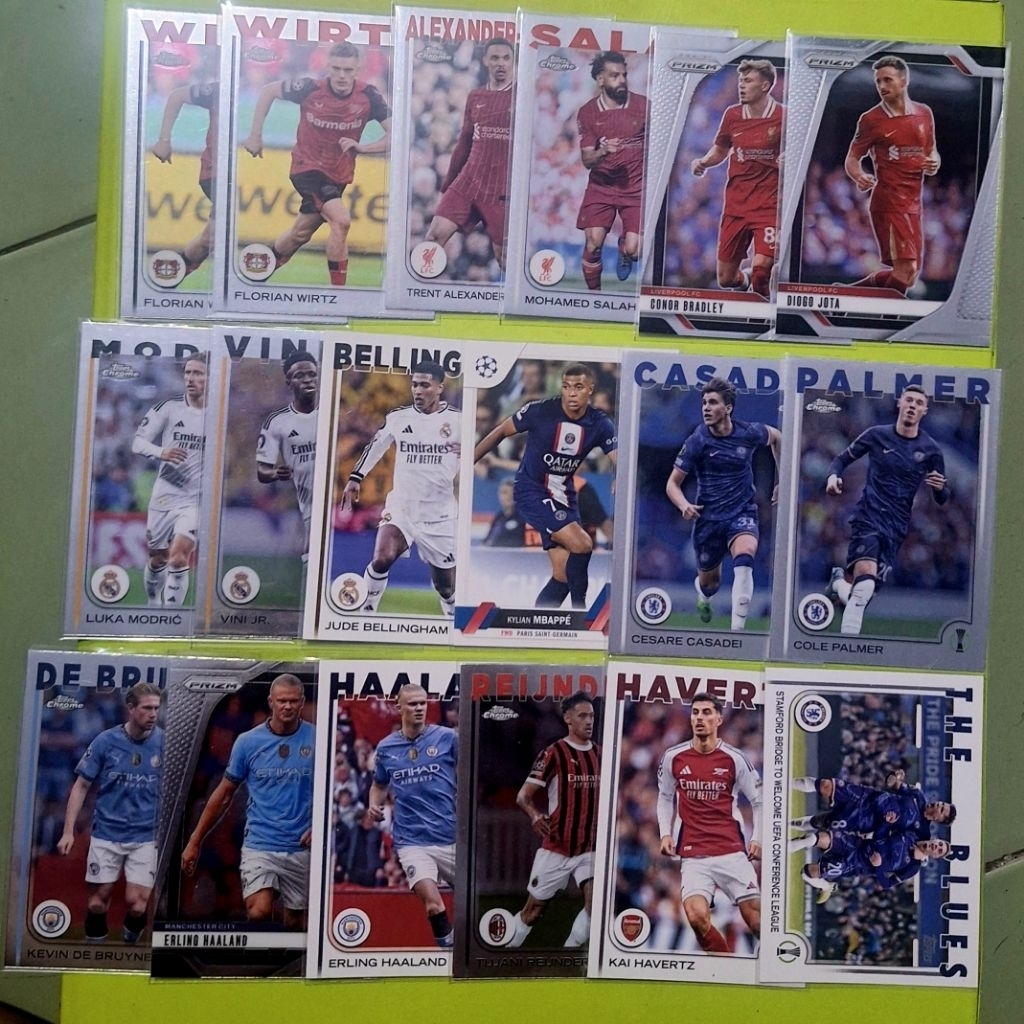 Kartu Bola Topps Chrome UCC 24-25 Liverpool Chelsea Real Madrid Ac Milan Mixed Club Bellingham Mbapp