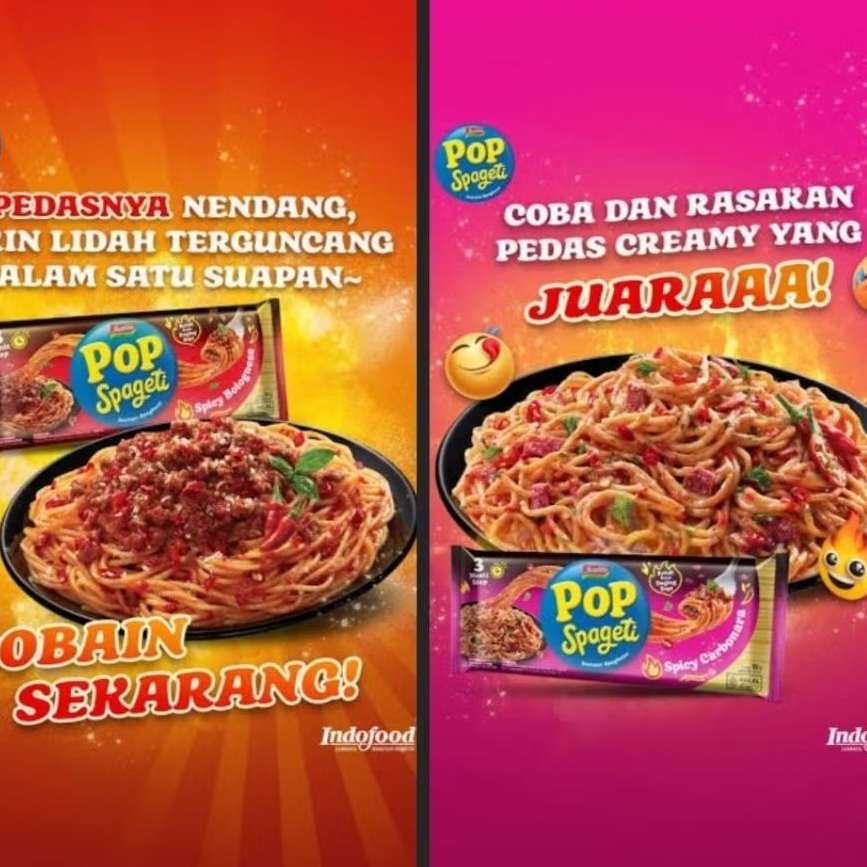 

POP MIE SPAGETI, 2 RASA SPICY BOLOGNESE DAN SPICY CARBONARA