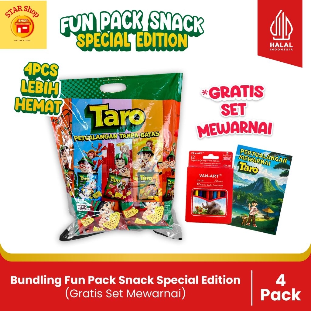 

BUNDLING- 4 Fun Pack Snack Spesial Edition-Paket Hampers Anak-(Gratis Set Mewarnai Lengkap)