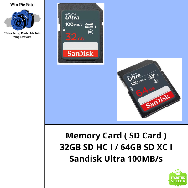 Memory Card Kamera 32GB 64GB 100MBPS San Disk SD Card / Sandisk memory card / Memory card Kamera / M