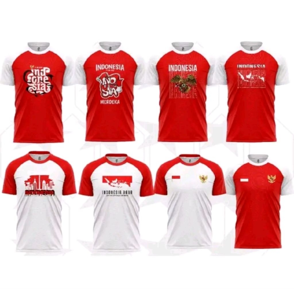 KAOS MERAH PUTIH BAHAN DRIFIT MILANO UNTUK AGUSTUSAN,KAOS SERAGAM 17 AGUSTUS