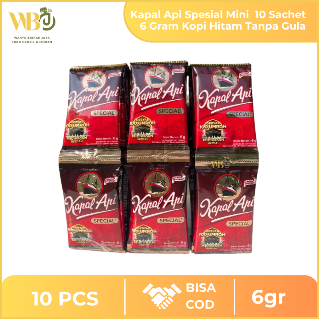 

Kapal Api Spesial Mini 6g x 10 Sachet – Kopi Hitam Renceng Tanpa Gula | Exp Lama Grosir Eceran Ready