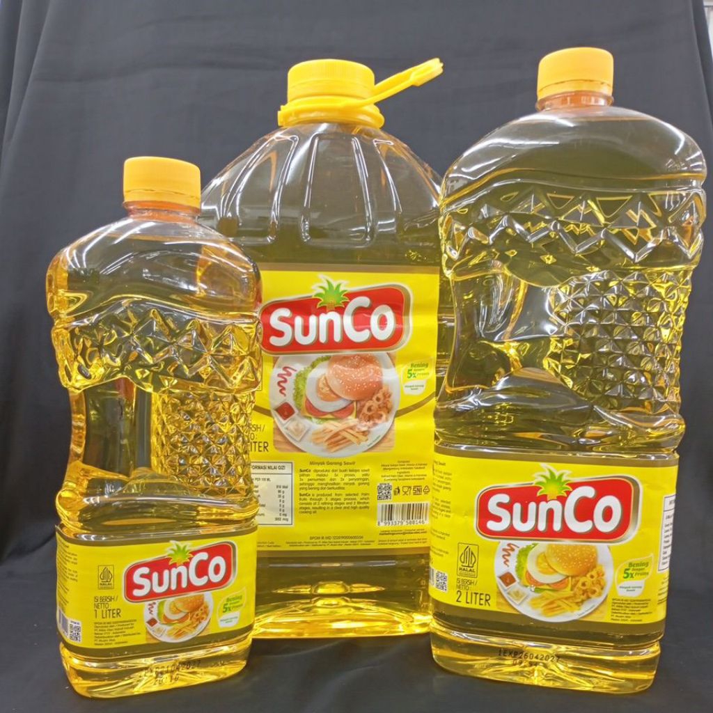 

Minyak Goreng Sunco kemasan botol 5l, 2l, dan 1l