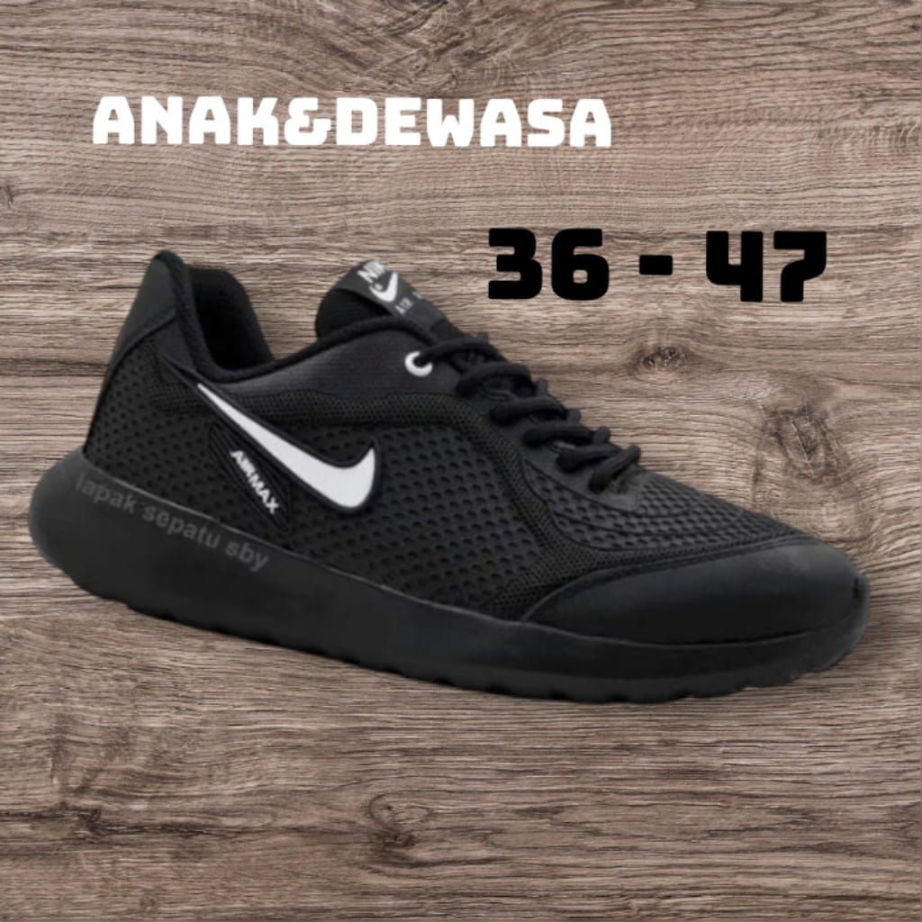 Sepatu Hitam Polos size 36 - 47 Sneakers Pria Termurah