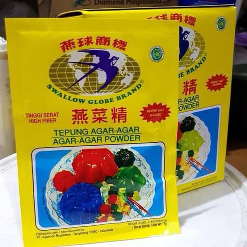 

Agar Agar Swallow GlobE Putih Bening 1 box isi 12 Pcs