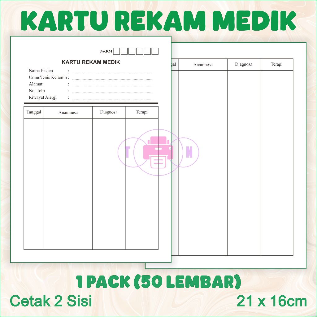 kartu Rekam Medis/ Kartu Berobat/ Kartu Pasien / kartu RM