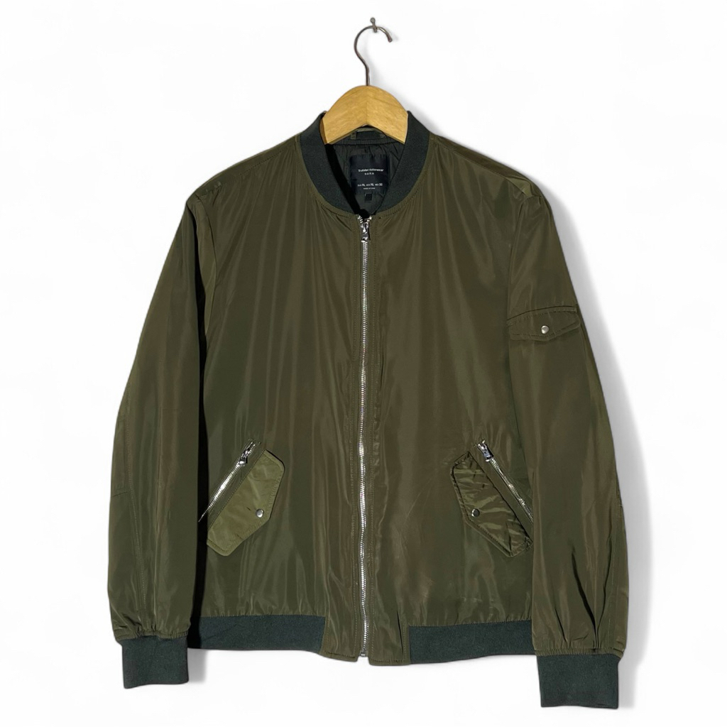 Zara Man Bomber Jacket Army Green Original