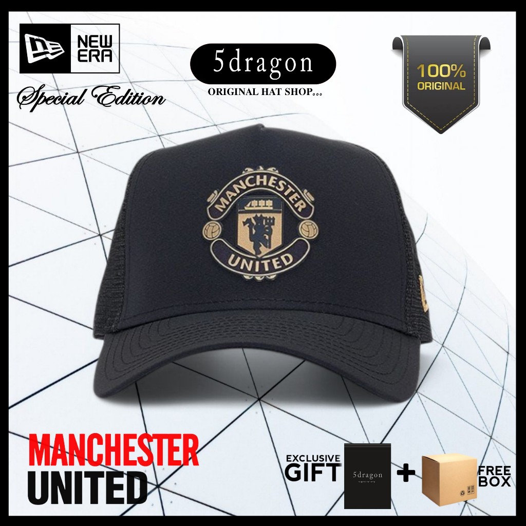 TOPI NEW ERA ORIGINAL TRUCKER MANCHESTER UNITED BLACK GOLD