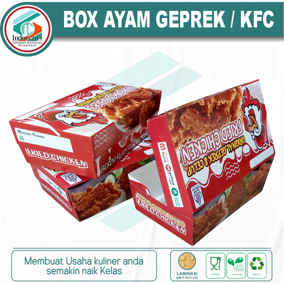 (isi 100)Dus Celup Paper Lunch Box Ayam Celup Fried Chicken Dkriuk Ayam Geprek Ivory Premium Laminas