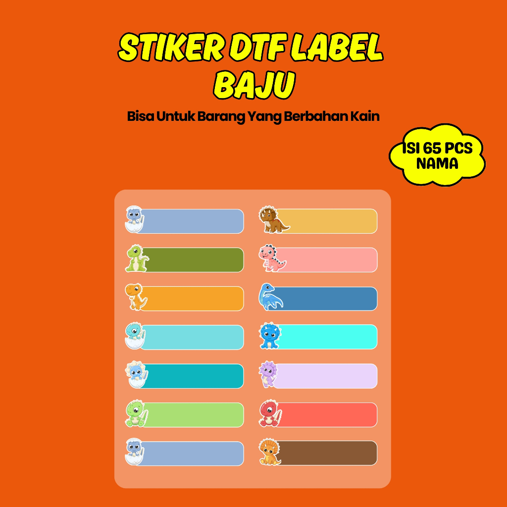 

Sticker Label Nama Kain Baju Isi 65 Pcs Kaos Sablon Setrika DTF