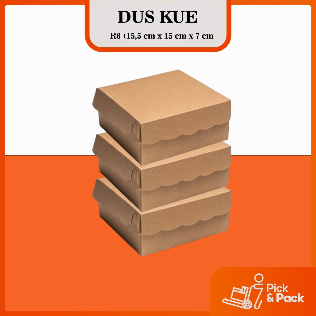 

1 PACK/ISI 100 PCS) Kotak Dus Kue / Dus Makanan R6 Kraft (14,5 cm x 14,5 cm x 6,5 cm) Non Laminasi PREMIUM QUALITY