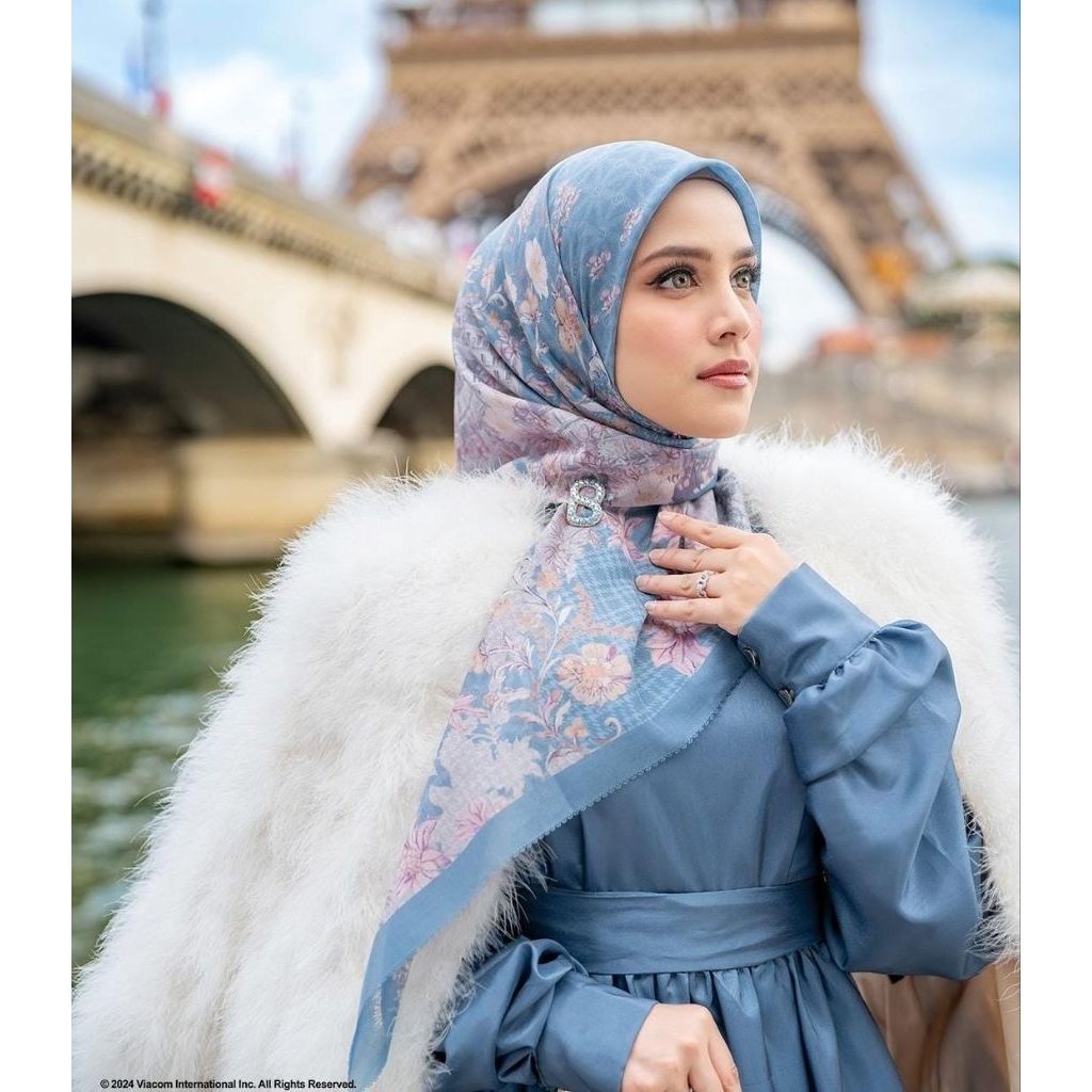 JILBAB SEGI EMPAT DENAY MOTIF BUTTON PARISSIAN TERBARU / HIJAB DEENAY KW