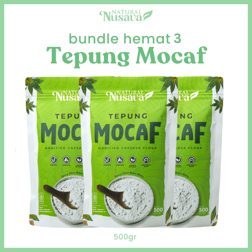 

[Bundle Hemat 3] Tepung Mocaf Nusava Gluten Free - Tepung Singkong Bebas Gluten - 500gr