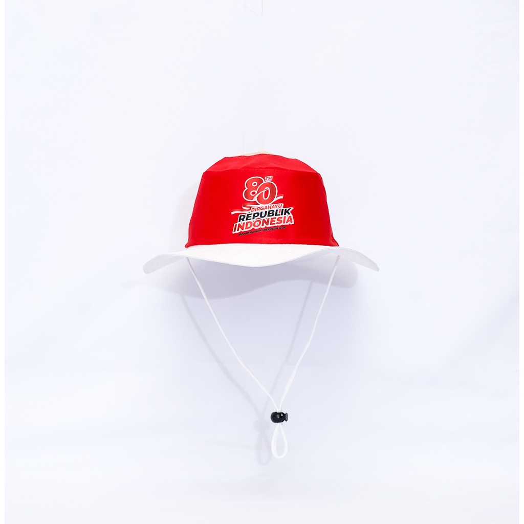 Topi Rimba dewasa Merah Putih cewek cowok