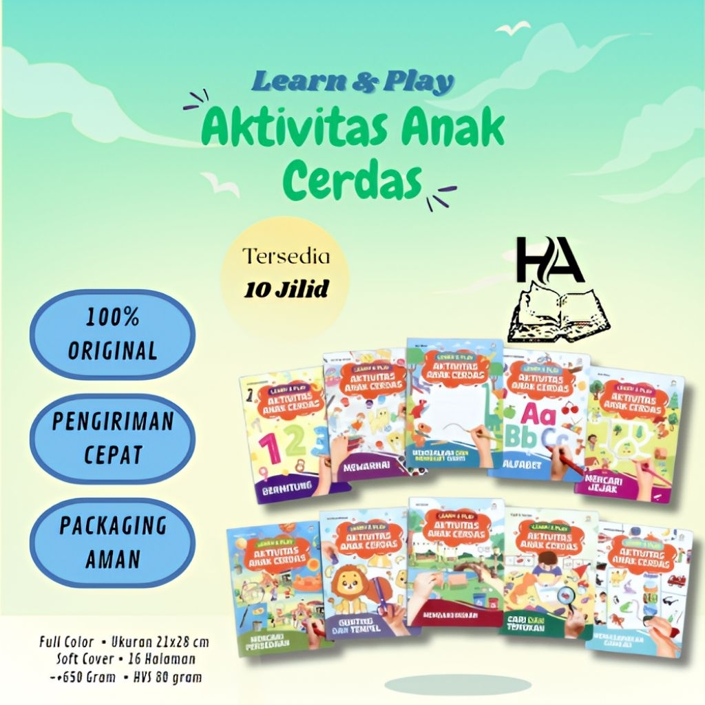 (Isi 10 Buku) Buku Aktivitas Anak Lengkap - Learn & Play Aktivitas Anak Cerdas Buku Belajar&Bermain