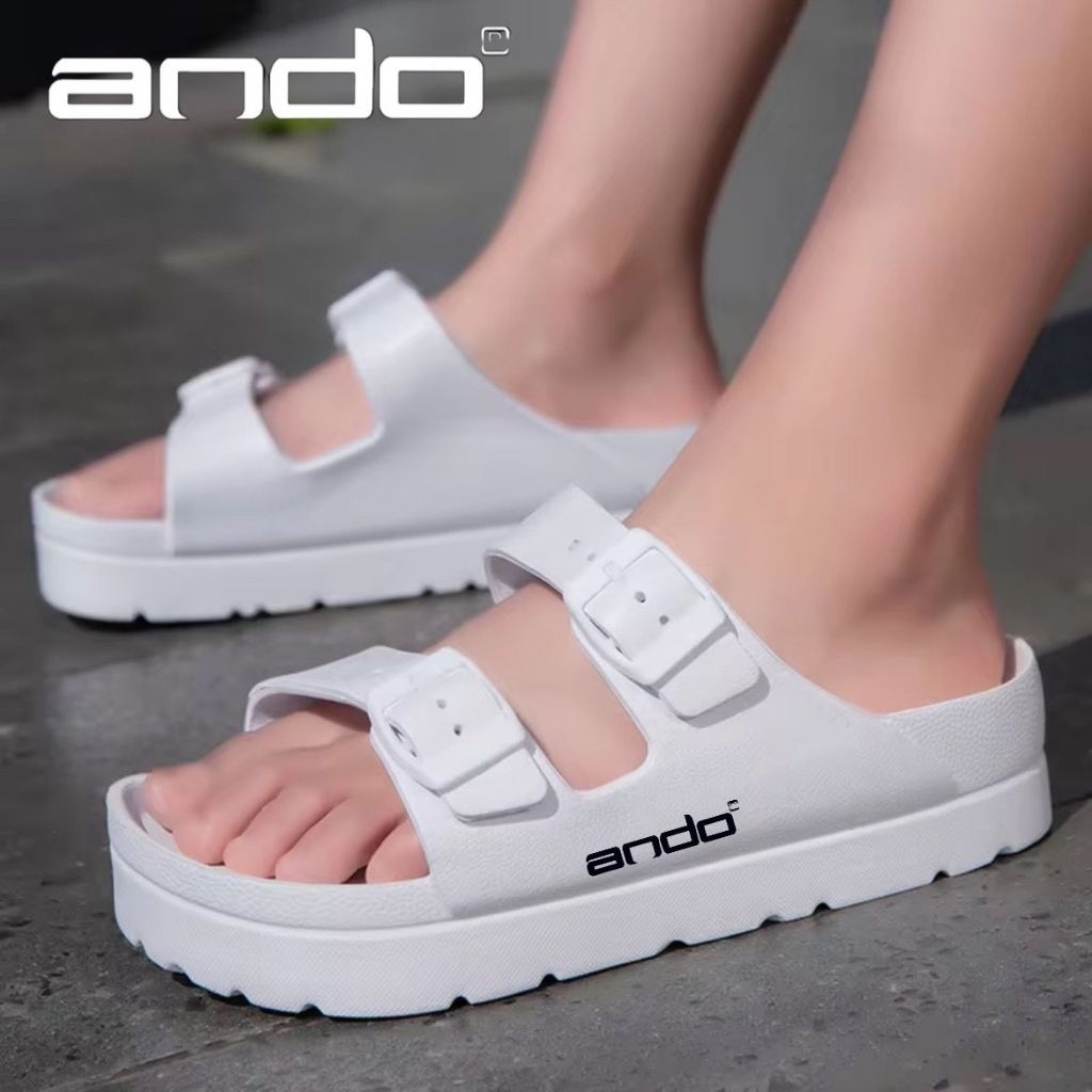 Sandal slop ban 2 ando pria-wanita full karet sandal slide sandal slip-on in terbaru