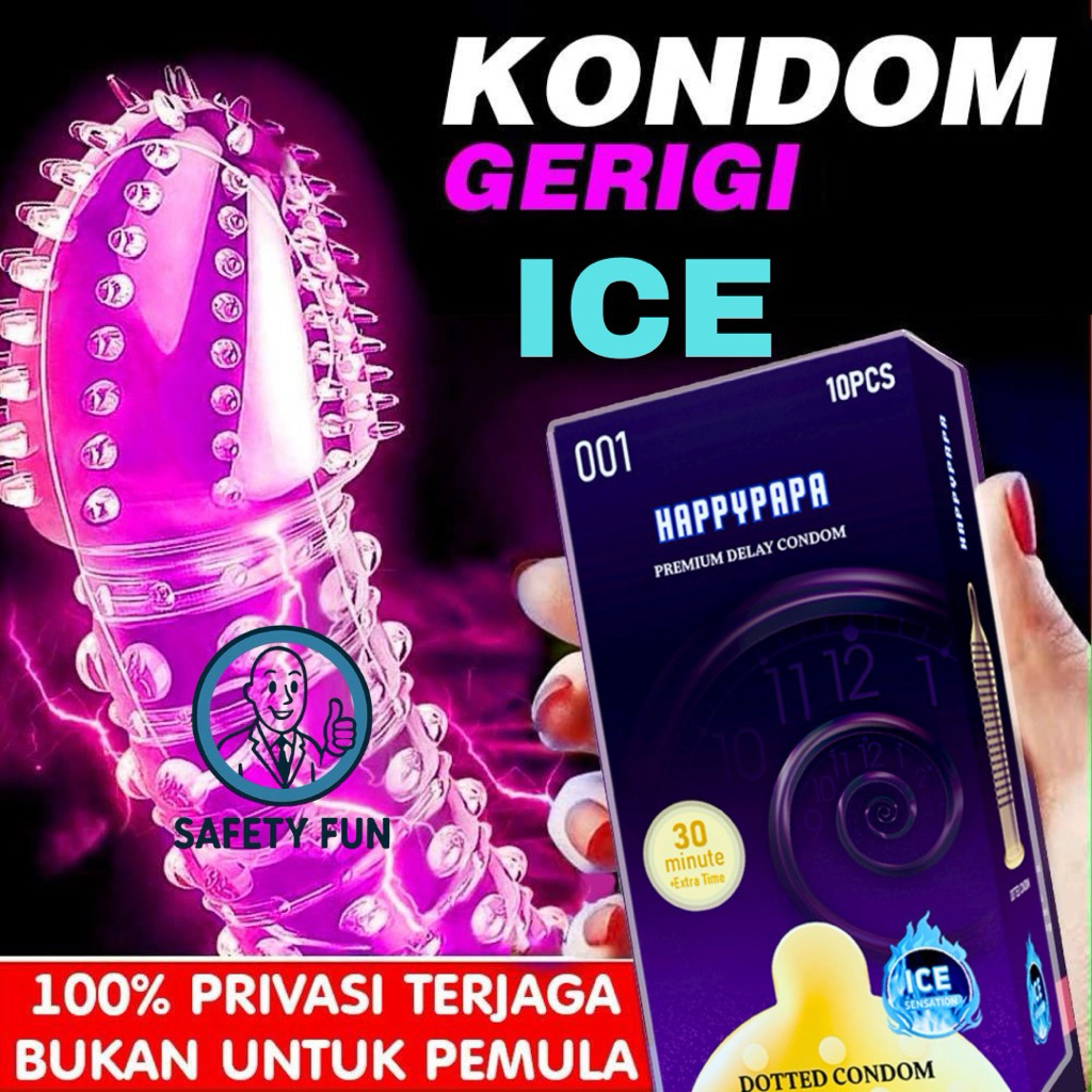 Kondom 001 tipis HPP Hitam Ice varian terlengkap ultrathin bergerigi rasa ice pengiriman instant