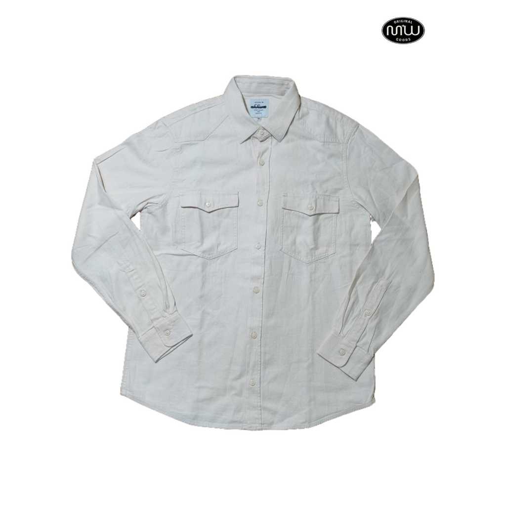 s.Oliver Overshirt Cotton - Broken White ( Kemeja/Outer Putih Tulang )