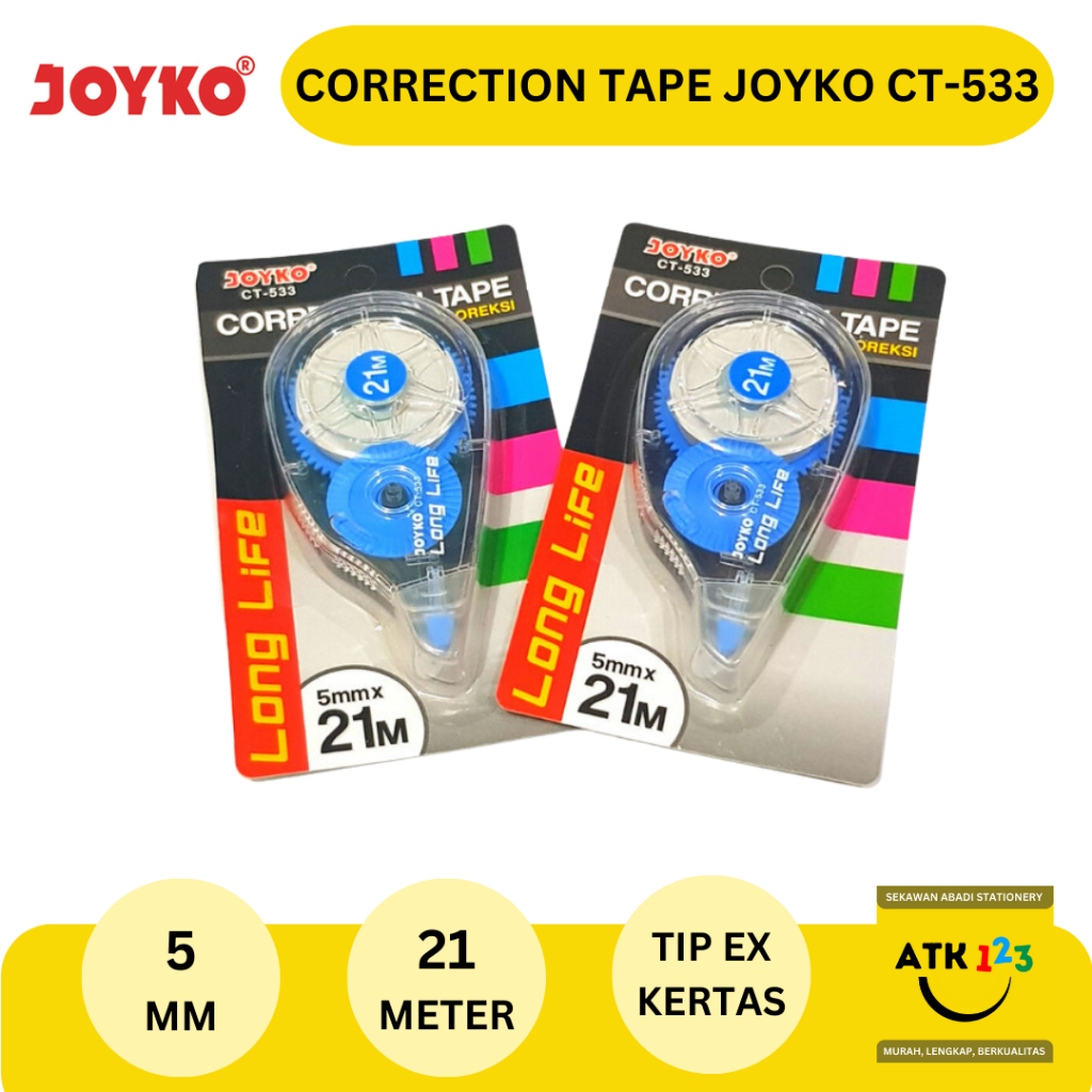

JOYKO Correction Tape Stipo Kertas Joyko CT-533 Panjang 21 meter LONG LIFE