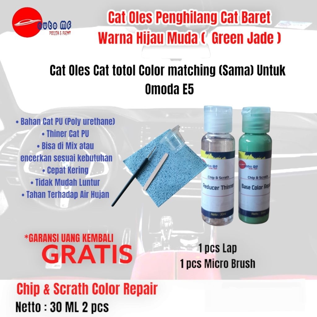 Cat Oles Hijau Muda [Green  Jade] Penghilang Baret Cat Mobil Omoda E5