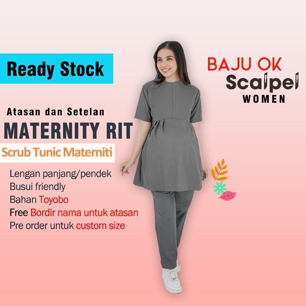 [FREE BORDIR] MATERNITY SCRUB BAJU BUMIL RIT - BAJU OK / BAJU DOKTER / BAJU PERAWAT BIDAN / SCRUB DO