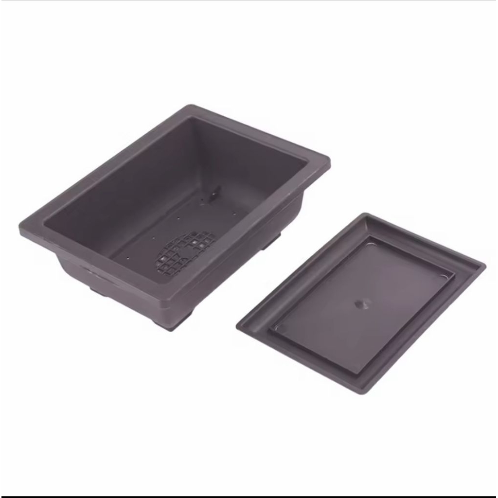Tatakan Pot Bunga Bonsai Hitam Tebal / alas pot tanaman Bonsai tray plastik Hijau Kuning