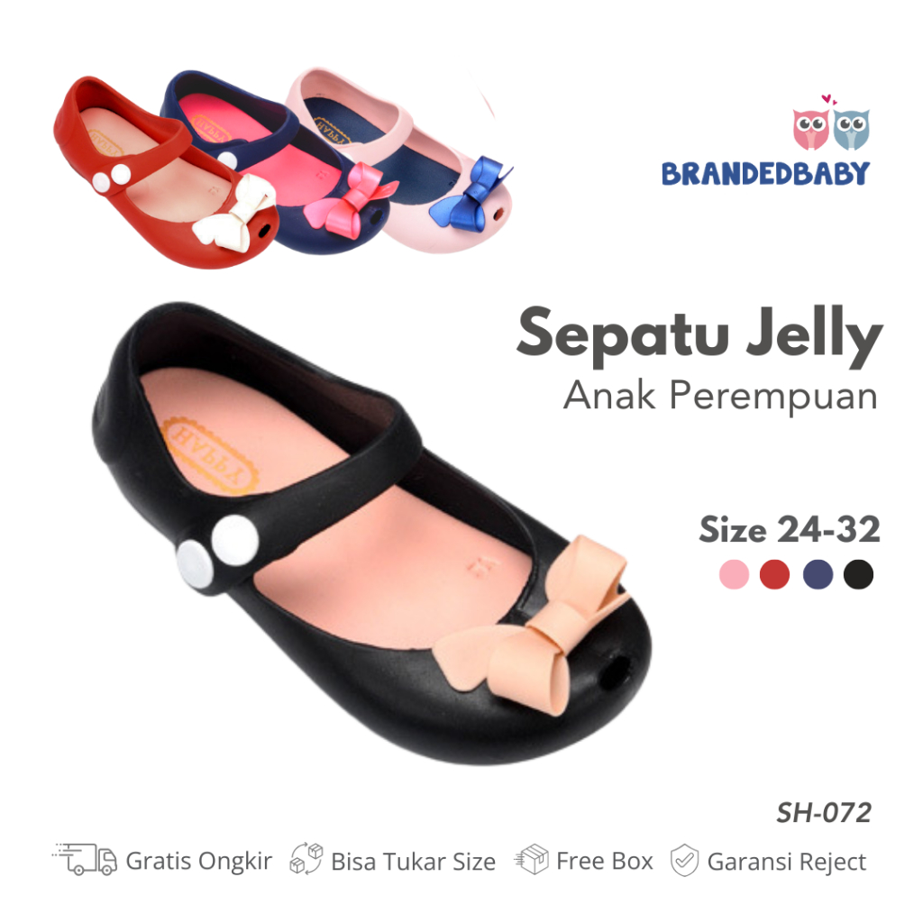 [Brandedbaby] 24-32 Sepatu Jelly Anak Perempuan Flat Shoes Pita Korean Fashion Casual Feminine