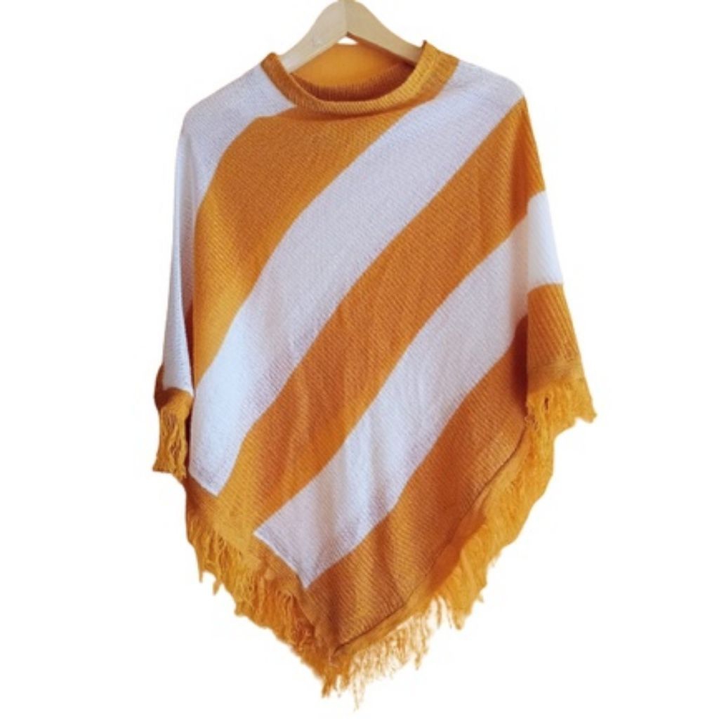 Ponco loreng rajut wanita/Ponco kartigan rajut/ Ponco aksesoris wanita /bahan premium