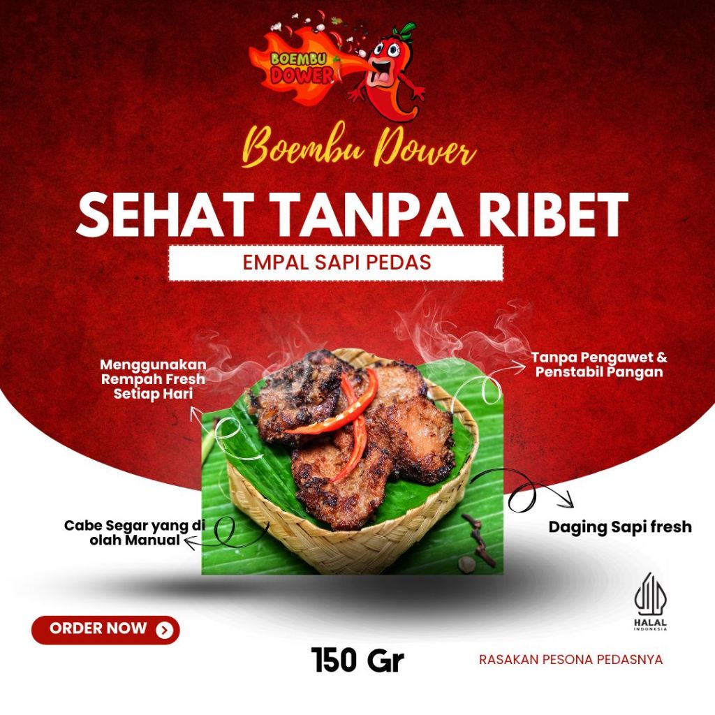 

Empal Sapi Pedas Boembu Dower 150gr | Bukan Frozen | Siap Makan | Empal Sapi Halal