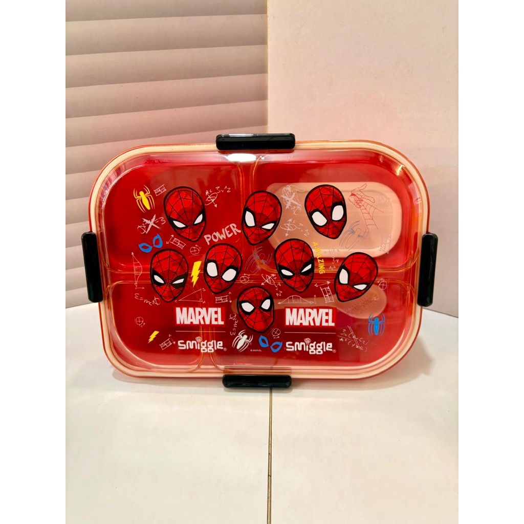 TEMPAT MAKAN SMIGGLE SEKAT 4 KODE 2013A 1550ml SPIDERMAN MERMAID DINO MINECRAFT FREE SENDOK DAN TEMP