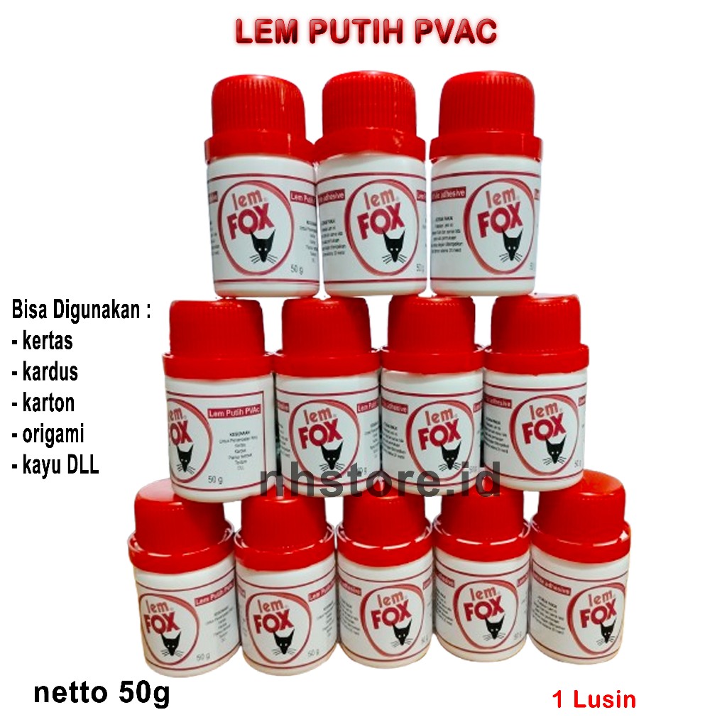 

Lem Fox Mini Putih 50gr 1 Lusin / Lem Serbaguna / Lem Kertas / Lem Kayu Kerajinan Sekolah Lem Putih
