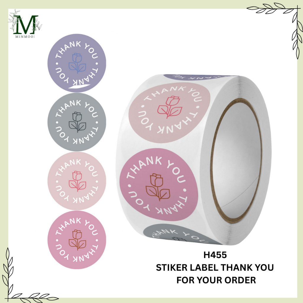 

MINMOON - 1 ROLL 500 PCS STIKER H455 STIKER LABEL THANK YOU FOR YOUR ORDER