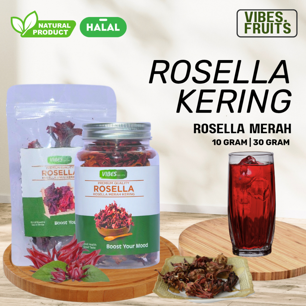 

Bunga Rosella Merah Ungu Kering 10gr 30gr / Teh Bunga Rosela Merah Ungu Kering Herbal Alami