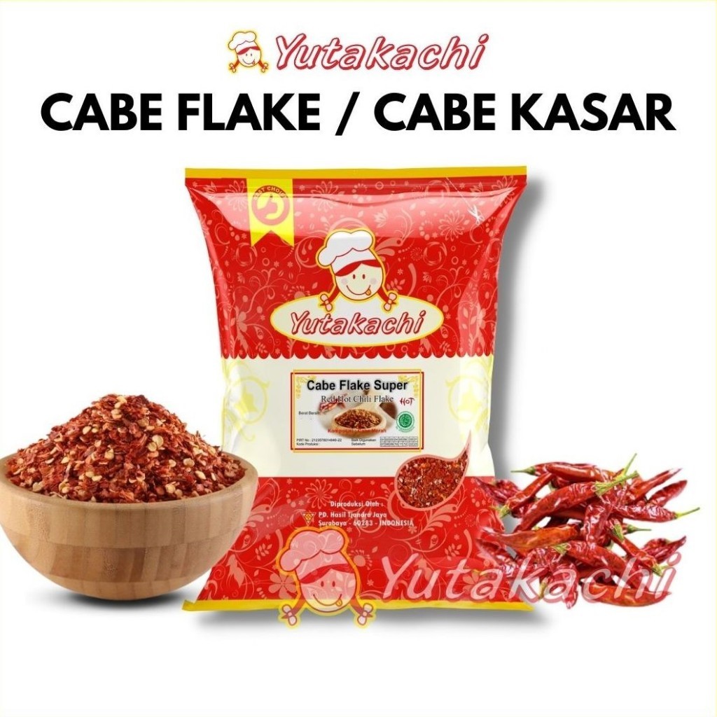 

Yutakachi Cabe Flake Super 500gr – Cabe Kering Kasar - Chili Flakes - Bahan Chili Oil